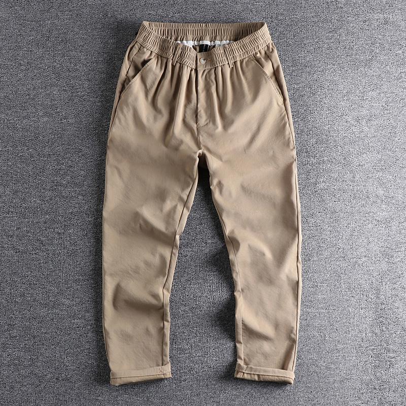 

Men's Pants 2023 Elastic Men's Casual Non Ironing Vertical Fit Straight Tube Solid Color Youth Capri Trouser 724, Black