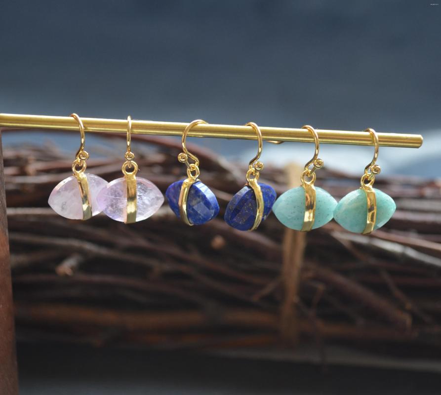 

Dangle Earrings Nature Stone Amazonite / Labradorite/ Rose Quartz /amethysts Earring For Lady
