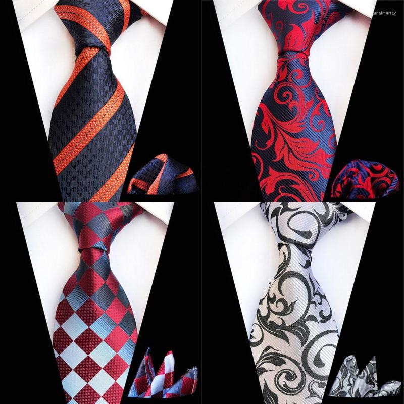 

Bow Ties Ricnais Fashion 8cm Men's Tie Set Red Navy Silk Pocket Square Necktie Suit Business Wedding Handkerchief Neck Accessories