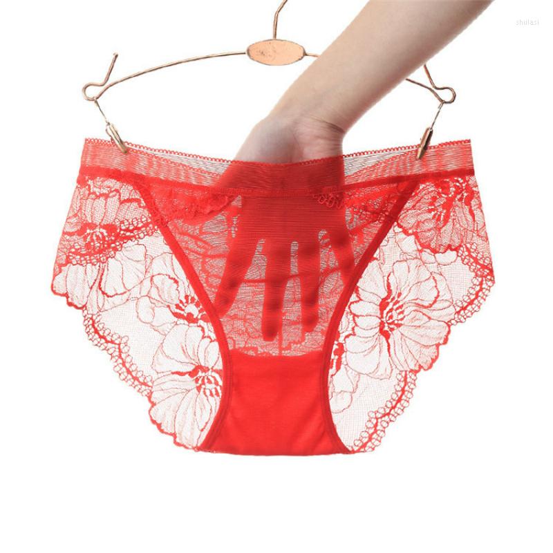 

Women's Panties 2/3pcs Women Sexy Lace Thongs Ultra-thin Mesh Transparent Bragas Mujer Soft Briefs Plus Size Panty Underwear, Rose red