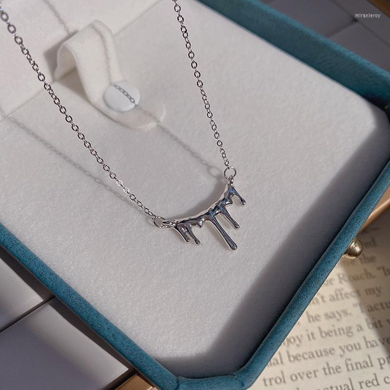 

Choker GSOLD Metallic Waterdrop Lava Irregular Necklace Lady's Titanium Steel Collarbone Chain Hip Hop Cool Dripping Wax Design Jewelry