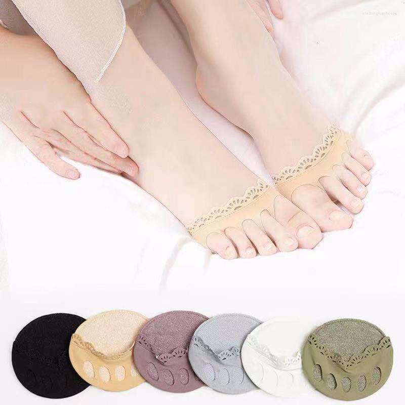

Women Socks Breathable Five Toes Forefoot Pads For High Heels Half Insoles Invisible Foot Pain Care Absorbs Toe Pad, Purple