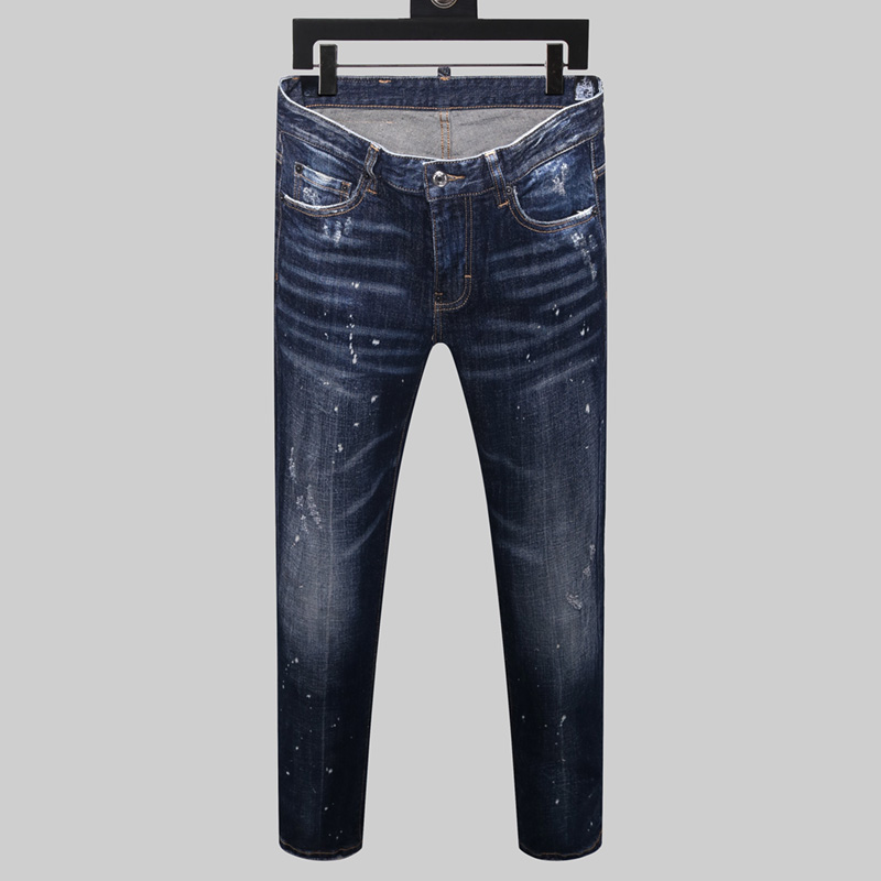 

DSQ slim Men's Jeans Wash Cool Guy Jeans Classic Man Hip Hop Rock Moto Mens Casual Design Ripped Distressed Skinny Denim Biker DSQ2 Jean 0879, 8150 blue