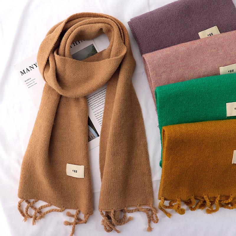 

Scarves Autumn/Winter Pure Color Knitted Scarf Long Flat Angle Narrow Neck For Students