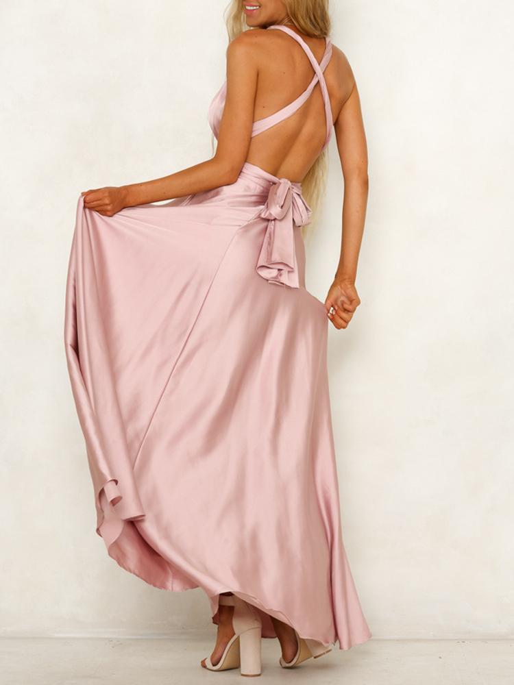 

Casual Dresses Summer Sundress Women Sexy Criss Cross Tie Backless Wrap Convertible Boho Maxi Bandage Long Dress Party Bridesmaids Robe Femm, Green