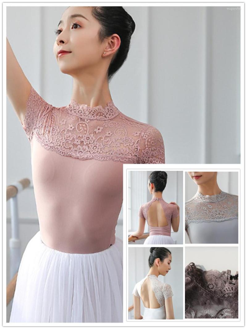 

Stage Wear Ballerine Femme Backless Lace Ballet Leotards For Woman Dance Costume Girls Bailarinas Mujer Gymnastic Suit, White