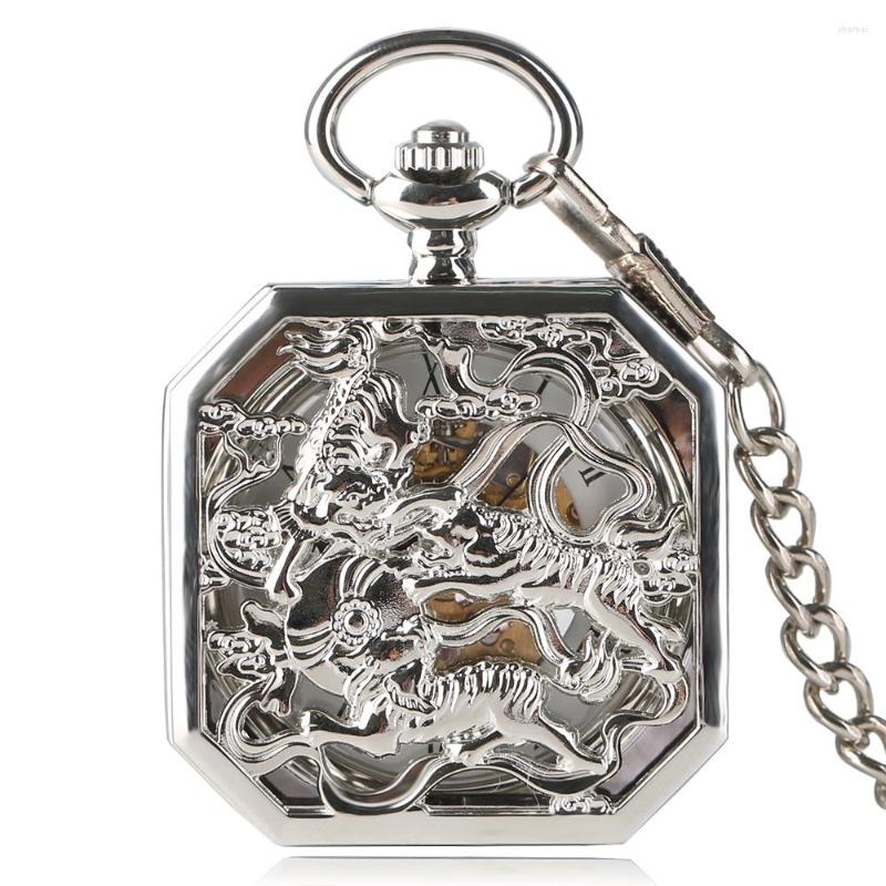 

Pocket Watches Hollow Silver Tiger Pendant Watch Men Hand Winding Mechanical Steampunk Stylish Carving Pattern Smooth Dial Clock, Picture shown