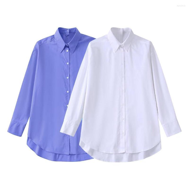 

Women's Blouses Lapel Loose Casual Poplin Shirt, Ivory