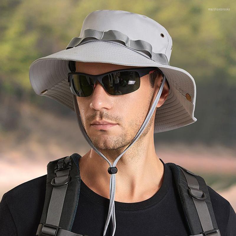 

Berets Summer Bucket Hat For Men Pleated Ribbon Design Breathable Big Brim Sun UV Protection Camping Fishing Basin Cap Large Size, Black