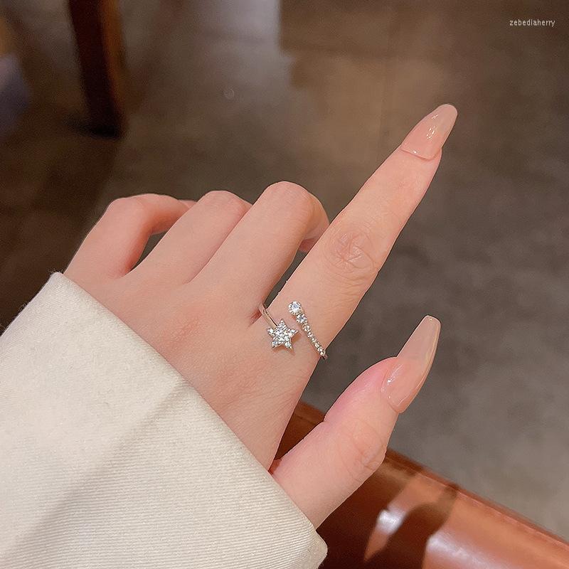 

Wedding Rings Silver Color Open Star For Women Student Korean Index Finger Ring 2023 Fashion Jewelry
