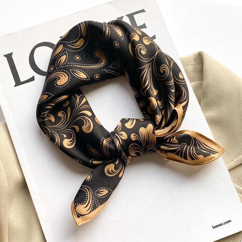 

Scarves Natural Real Silk Scarf Square Fashion Women Summer Floral Print Shawl Bandana Foulard Bag Scarfs Female Hairbands