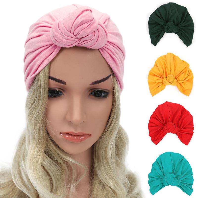 

Beanies Beanie/Skull Caps Headbands Elastic For Women Muslim Cotton Lady Stretchy Knot Hat High Quality 1PC Hair Accessories Turban, Russet