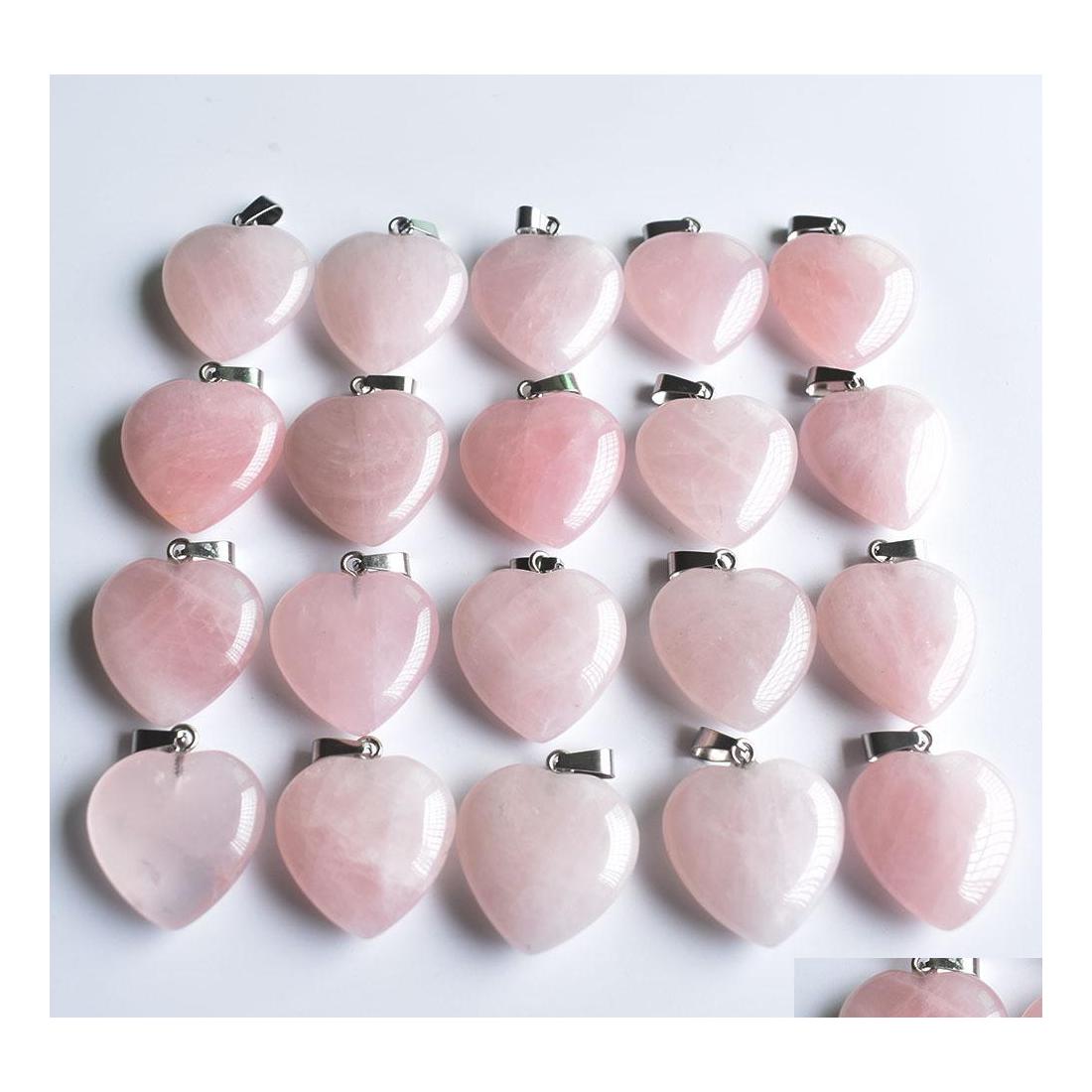 

Charms Natural Stone 25Mm Heart Shape Rose Quartz Pendants Chakras Gem Fit Earrings Necklace Making Assorte Yzedibleshop Drop Delive Dhcyu