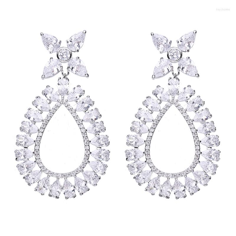 

Stud Earrings Bettyue Beautiful Flower White Rose Gold Three Colors For Women CZ Water Drop Charm Gifts Wedding Earring