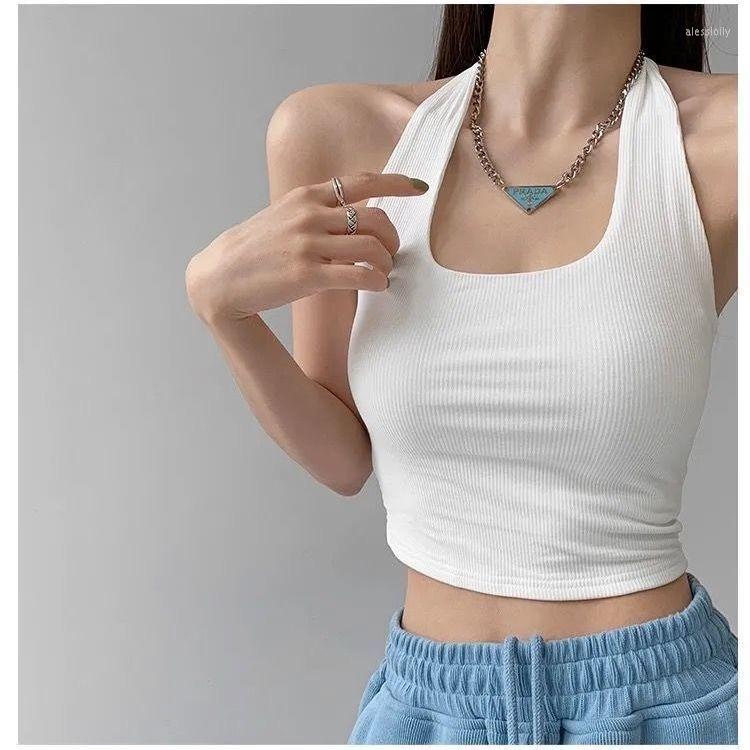 

Women' Tanks Summer Halter Camisole Tank Top Women U-Neck Sexy Camis Skinny Backless Corset Tee White/Black Femme Tops WomanT-shirt
