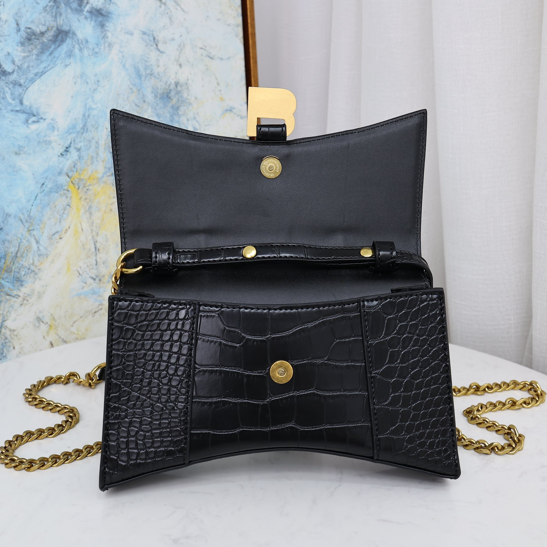 

Chain Handbags Long Wallets for Women Classic Fashion Small Shoulder Bag Genuine Leather Purses Female Clutch Bag 88028#, Black