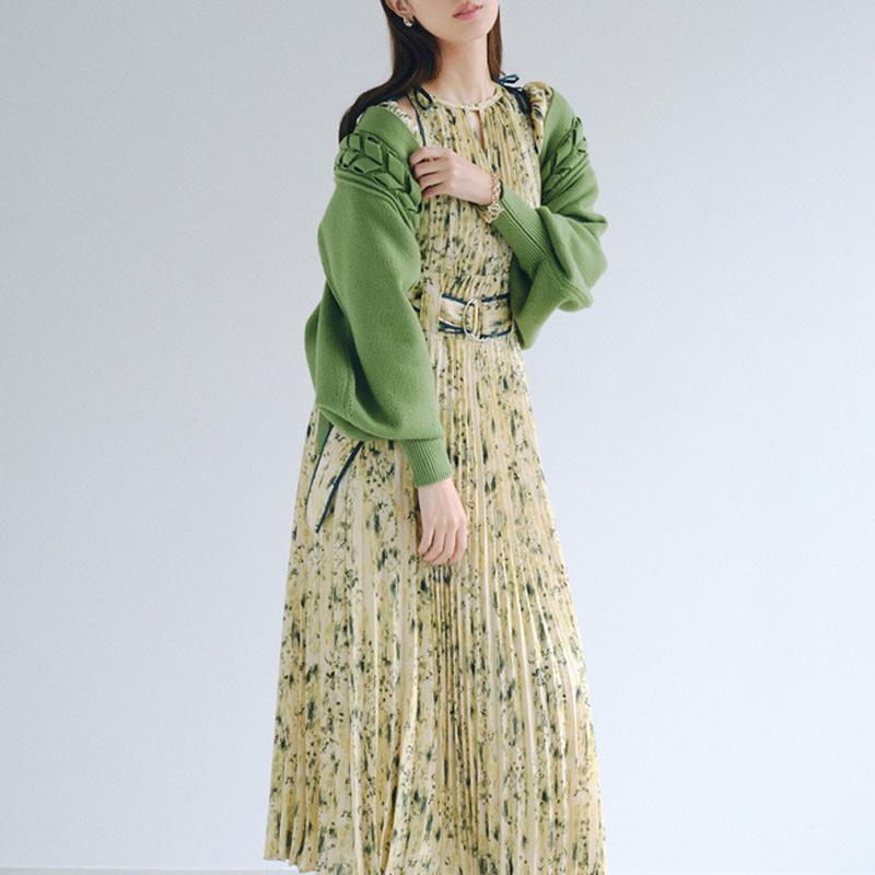 

Casual Dresses Neploe Japanese Style Two Wear Women Vestidos 2023 Spring Robes Off Shoulder Drawstring Slim Waist Print Pleated DressCasual, Beige pink print