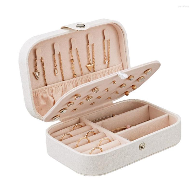 

Jewelry Pouches Fashion Women 2 Tiers Portable Box Earrings Travel Case Storage Organizer Container