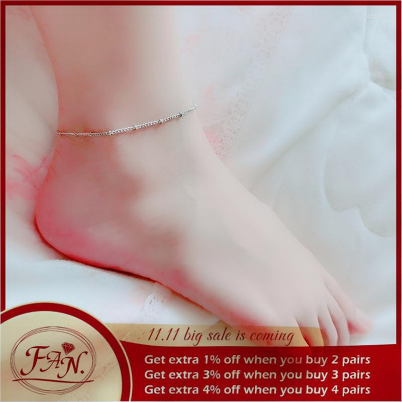 

Anklets 2023 Trendy Nice Summer Classic Silver Color Simple Charming Beaded Single Layer Fashion Foot Anklet For Girl Women