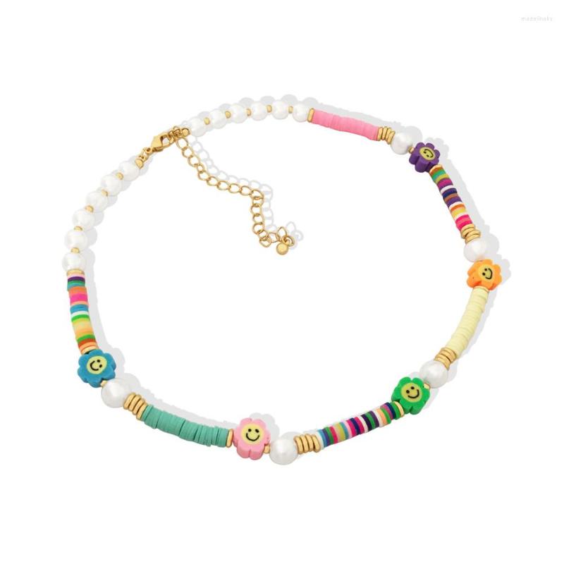 

Chains Boho Natural Fresh Water Baroque Irregular Pearl Necklace Color Soft Polymer Clay Beads Choker Beach Femme Jewelry Gift