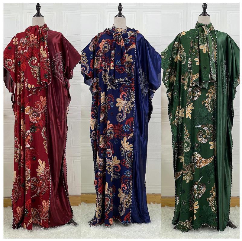 

Ethnic Clothing 2023 Arabia Dashiki Dress Print Bohemia Hijab Loose Elegant Muslim Abaya Gowns Broder Riche Sexy Lady Party Maxi Beach