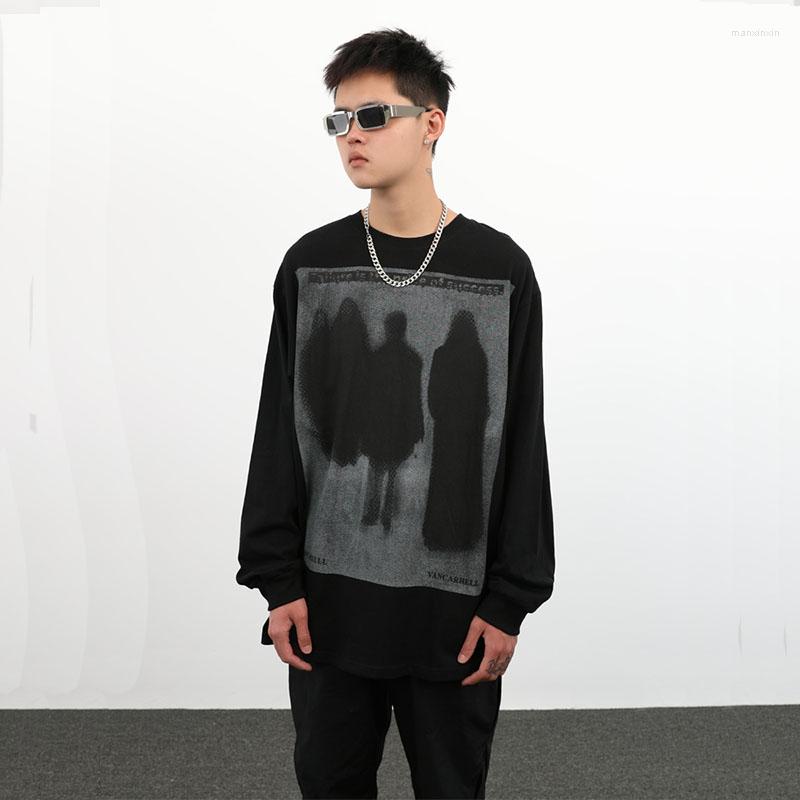 

Men's Sweaters Autumn Winter Ins Men's Pullover Sweater Fashion Vintage Personality Print Couple Thicken Loose High Street Jumper Male, Black