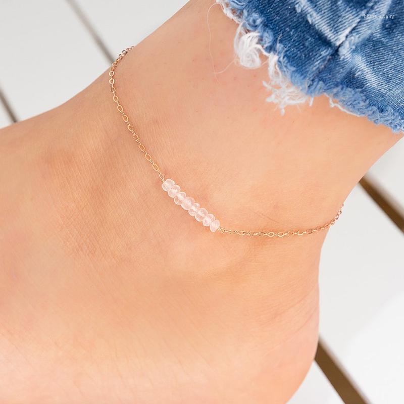 

Anklets Rose Quartz Crystal Anklet Tiny Beaded Birthstone Ankle Bracelets Bulk Bridesmaid Jewelry Gift Heart Heal
