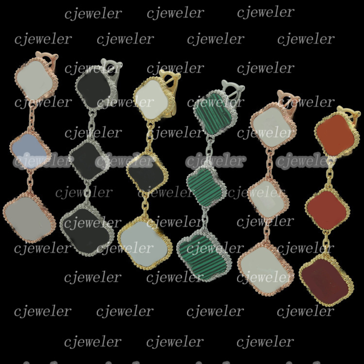

Charm stud earrings Three-flower Four-leaf Clover vc Earrings Mother-of-pearl Shell Silver 18K Gold agate Designer for womens luxury jewellery orecchini wedding