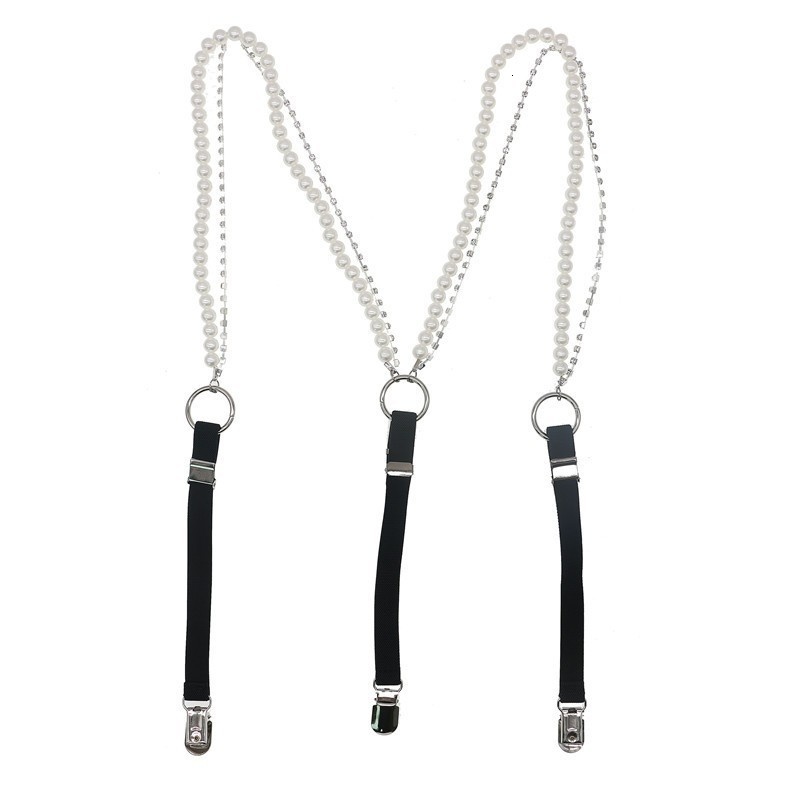 

Suspenders Pearl Strap Women's Decorative Shirt Belt Clothes Suspender Fashion Match 2cm Width Bow Tie Connection Creative Accessories Gift 230217