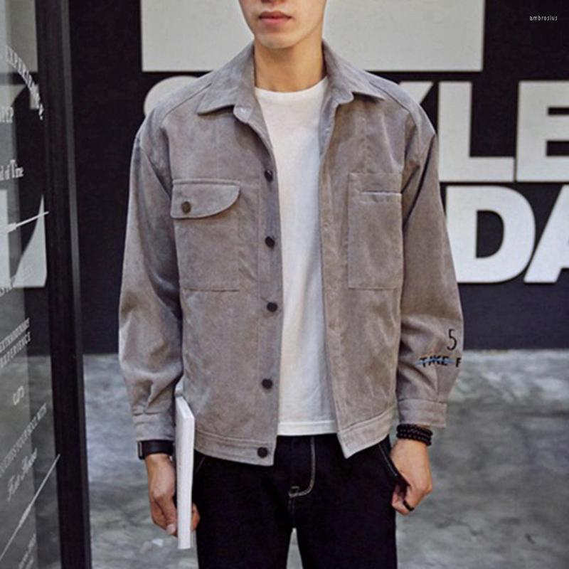 

Men's Jackets Student Coat Buttons Korean Style Daily Wear Slim Fit Single Breasted Men Jacket For Travel, Grey