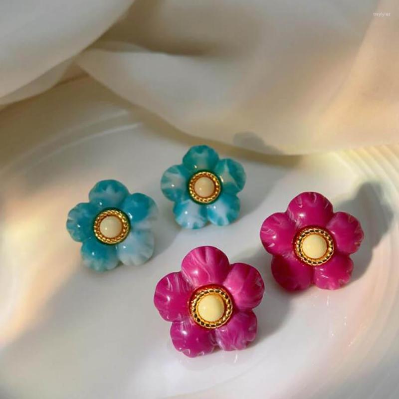 

Stud Earrings Sun Flower Middle Vintage Romantic Blooming Ins Retro Fashionable Summer Fresh Light Color Sweet Earring