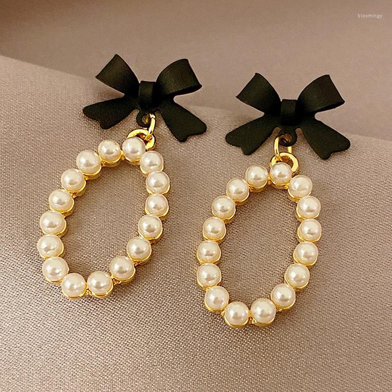 

Stud Earrings Ins Selling Lovely Faux Pearl Bow Women's Cube CZ Airy Charming Jewellery Pendant