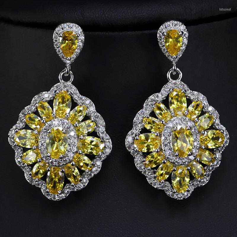 

Dangle Earrings Bilincolor Fashion Cz Yellow Bridal Drop For Wedding Women