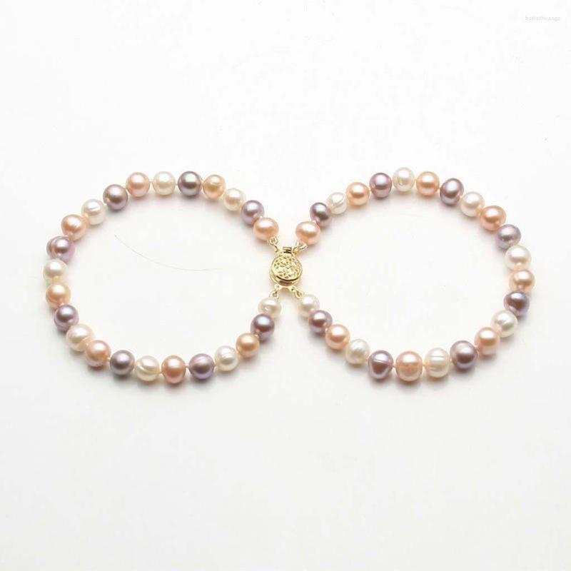 

Strand 2 Rows 7-8mm Genuine Natural Freshwater Akoya Pearl Bracelet 8"