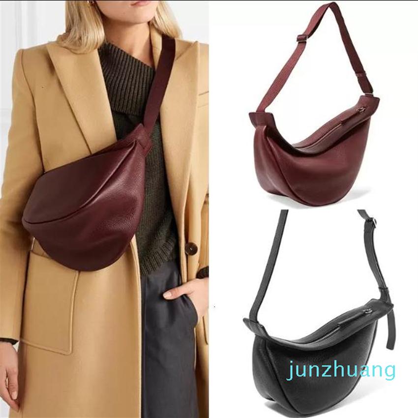 

Drawstring 2022 Women Slouchy Banana Crossbody Bag Lady Wine Red Black Color Shoulder Sling Bags Zipper Half Moon PU Leather Chest276w