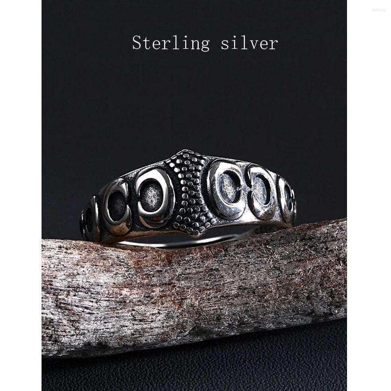 

Cluster Rings 925 Sterling Silver For Women Ring Punk Style Special Symbol Hip-hop Neutral Jewelry Opening Adjustable