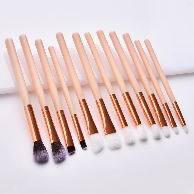 

Makeup Brushes 12 Pcs Eye Brush Skin Color Brown Gold Set Tools Shadow Beauty For Women's Professional Cosmetics