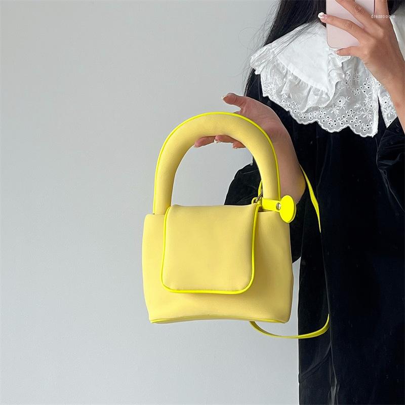 

Evening Bags 2023 Simple Pure Color Handbag Bucket Bag Versatile Fashion Shoulder Cross, Blue