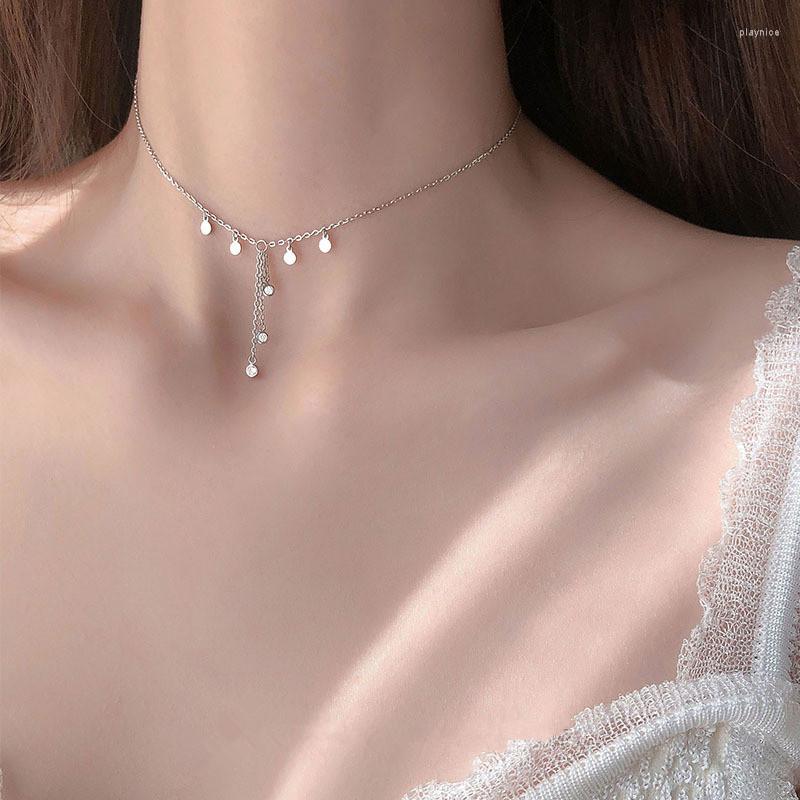 

Pendant Necklaces OBEAR Silver Plated Disc Tassel Necklace Minimalism Sweet Romantic For Women Exquisite Jwelry Gift