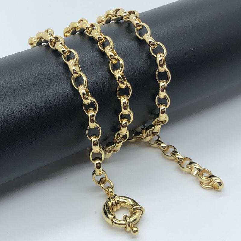 

Chains Woman Man Yellow Gold Color Round Link Sailor Clasp Classic Necklace 5MM Width 50CM/60CM LengthChains