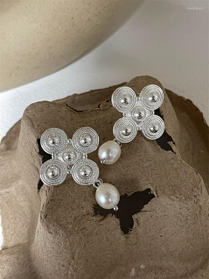 

Dangle Earrings Exaggerated Vintage Metal Freshwater Pearl Long Chinese Style Geometry Advaned Jewelry For Women