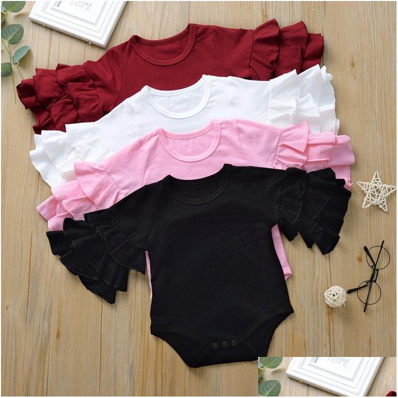 

Rompers Baby Girls Candy Color 4 Colors Petal Sleeve Lace Solid Ruffle Jumpsuit Kids Outfits 03T 04 Drop Delivery Maternity Clothing Dhron, White