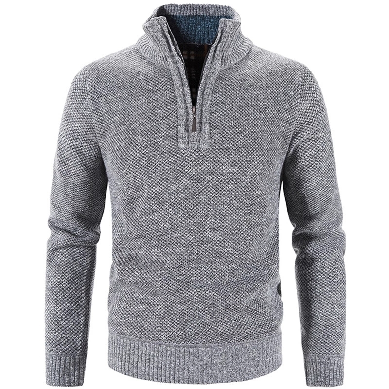

Men s Sweaters Winter Fleece Thicker Sweater Half Zipper Turtleneck Warm Pullover Quality Male Slim Knitted Wool for Spring 230217, Light grey