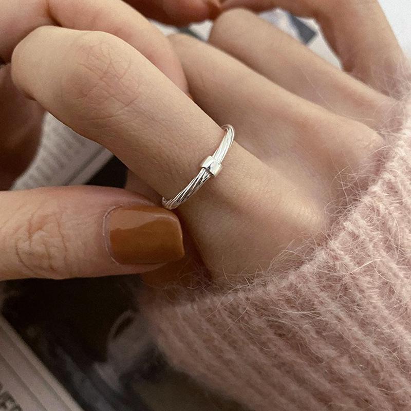 

Wedding Rings Resizable Silver Simple Geometric Engagement For Women Valentine's Day Anniversary Jewelry Gifts J2641Wedding