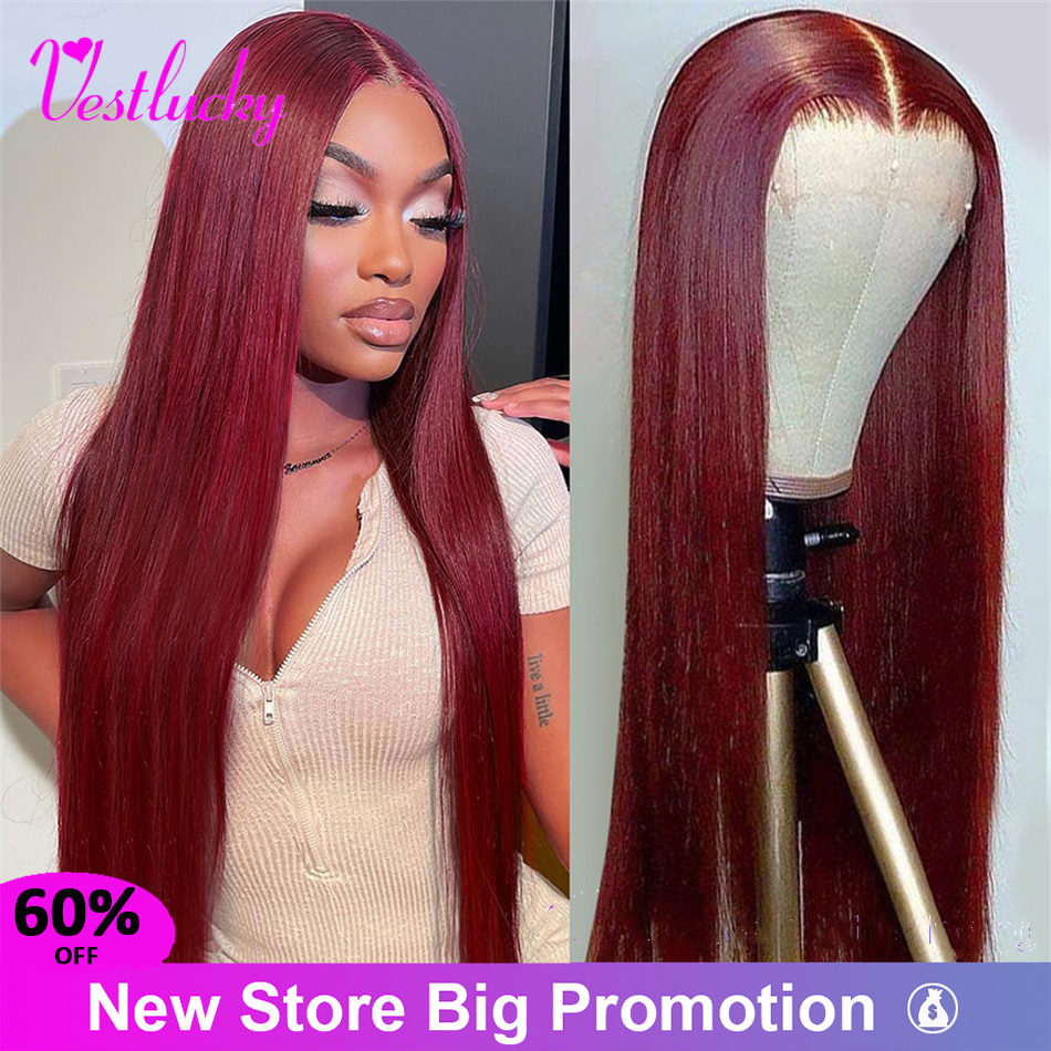 

Synthetic Wigs 99J Burgundy Straight Lace Front Human Hair 13x4 Frontal Wig Wine Red Transparent for Women 230217, 13x6 hd lace
