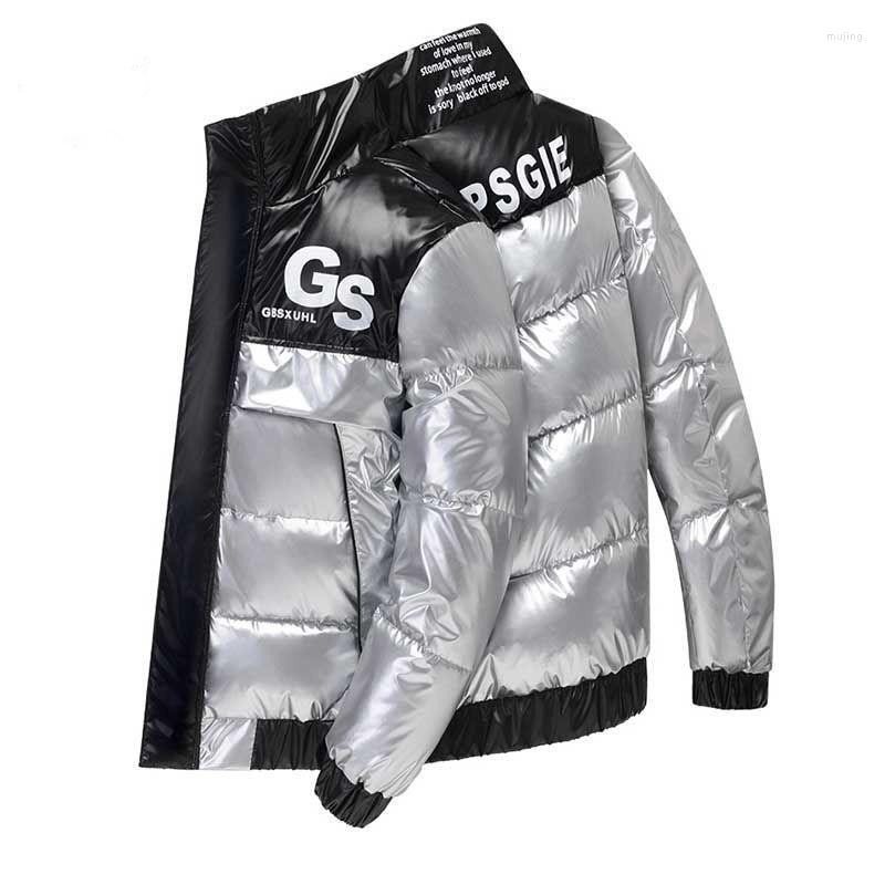 

Men's Down 2023 Men Parka Cotton Padded Winter Jacket Coat Mens Warm Jackets Male Printed Stand Collar Zipper Coats Teenagers Parkas, Silver