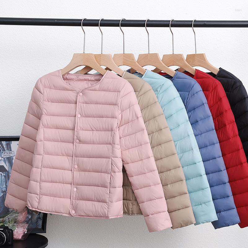 

Women's Trench Coats 2023 Lightweight Parkas Women O-neck Single Breasted Simple Solid Cropped Jacket Autumn Winter Fashion Casual Down Coat, Black
