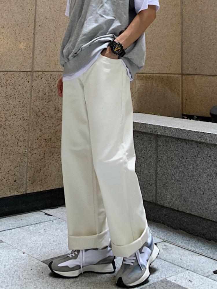 

Men's Pants Wear 2023 Spring Summer Wide Leg Straight Vintage Streetwear Korea Style Causal Loose Trousers For MaleMen's, Black
