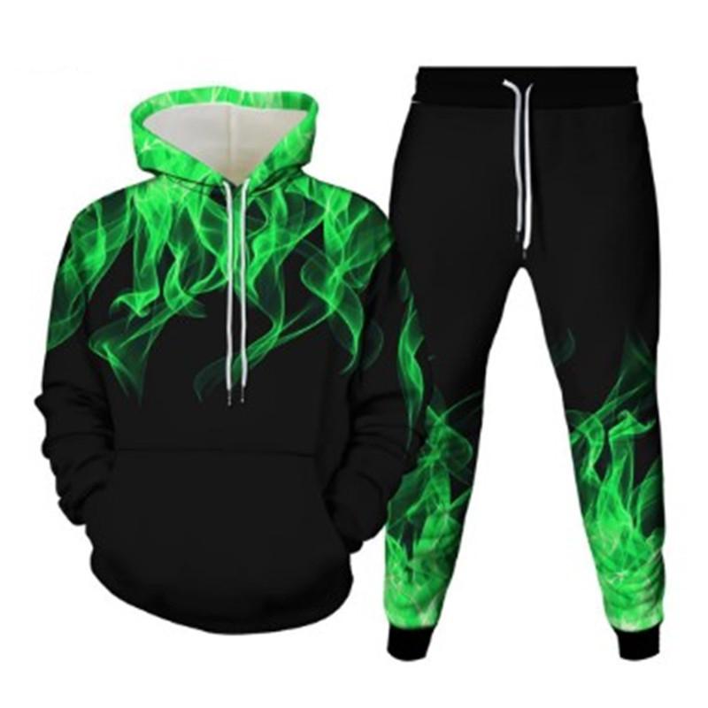 

Men' Tracksuits Fashion 2 Piece Flame 3D Printing Unisex Hoodie Jogging Pants Brand Pullover Hooded Sweatshirt Couple SetMen, Tta7-3