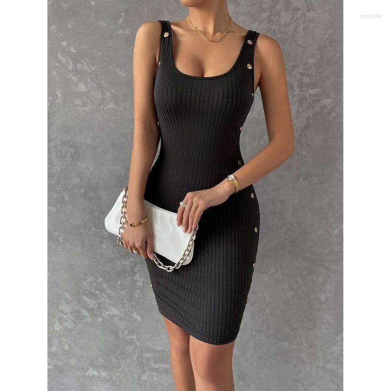 

Casual Dresses Slim Bodycon Dress For Women Square Neck Summer Black Club Party Ins, Picture shown